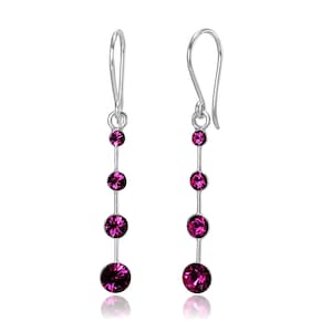 SUVANI 925 Sterling Silver Pink Swarovski Crystal Drop Dangle Hook Earrings