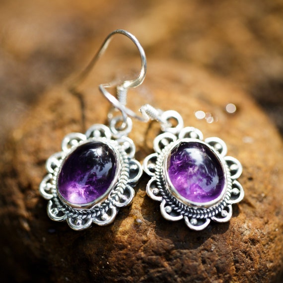 Amethyst Ring with Rope Edge Antiqued Sterling Silver Amethyst Ring with Rope Edge Antiqued Sterling Silver