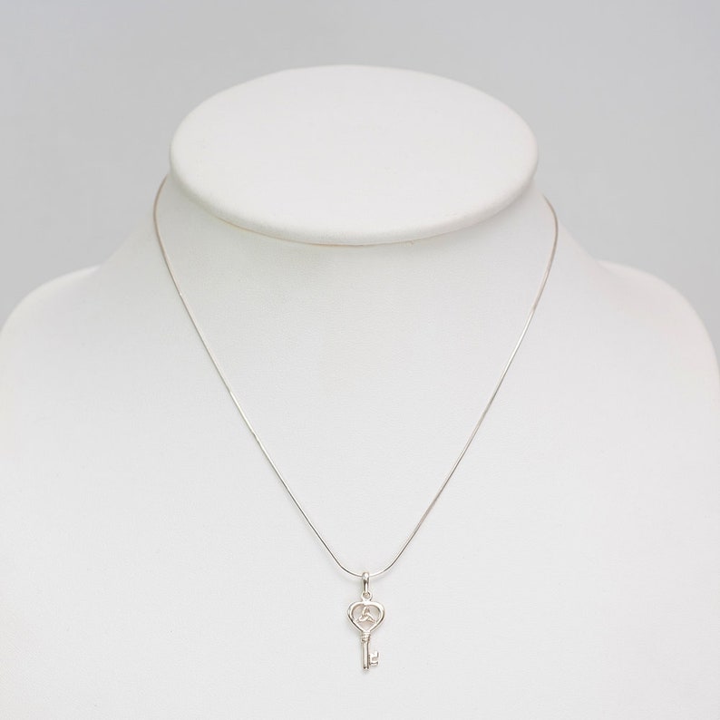 Heart Key Pendant .925 Sterling Silver Triquetra Trinity Promise Symbol Charm Heart Key Pendant .925 Sterling Silver Triquetra Trinity Promise Symbol Charm