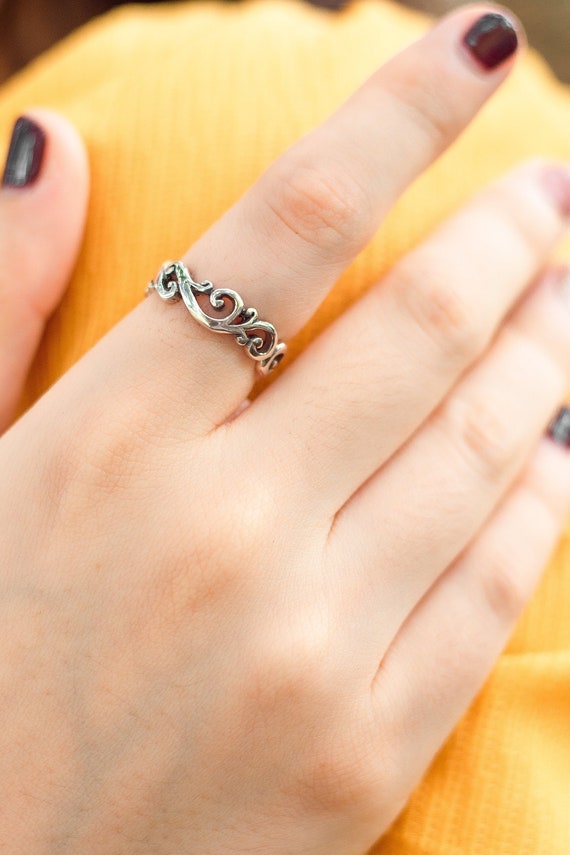 SUVANI 925 Sterling Silver Filigree Curves Swirl Pattern