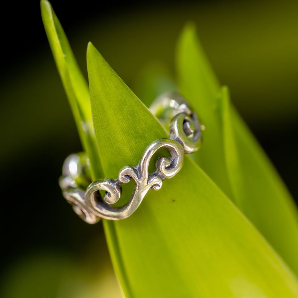 SUVANI 925 Sterling Silver Filigree Curves Swirl Pattern Wave