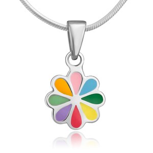 SUVANI 925 Sterling Silver Multi-Colored Sunflower Pendant Necklace, 18inches