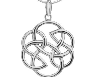 PENDANT ONLY - SUVANI 925 Sterling Silver Open Celtic Knot Infinity Endless Love Round Shaped Pendant (Silver Chain Not Included)