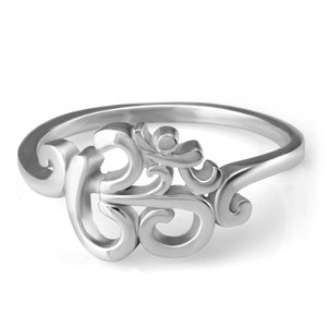 SUVANI 925 Sterling Silver Calligraphy Style Yoga, Aum, Om, Ohm, Sanskrit Ring 6-10