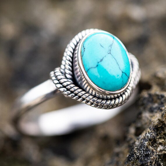 Leaf and Vine Design Reconstituted Turquoise Ring Sterling Silver Leaf and Vine Design Reconstituted Turquoise Ring Sterling Silver