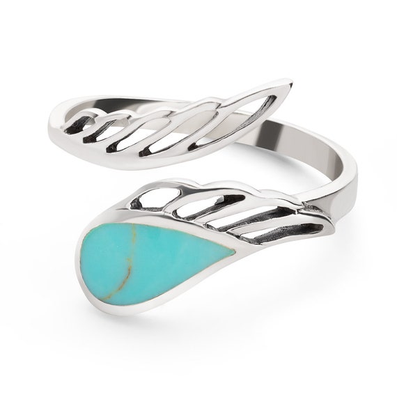Leaf and Vine Design Reconstituted Turquoise Ring Sterling Silver Leaf and Vine Design Reconstituted Turquoise Ring Sterling Silver