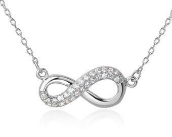 Eternity Endless Love 925 Sterling Silver Love Infinity Anchor Pendant Necklace 