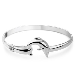 SUVANI Jumping Playful Dolphin Fish Openable Hook Bangle Bracelet 8 inches
