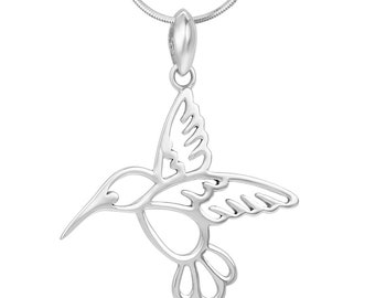 SUVANI 925 Sterling Silver Open Beautiful Flying Hummingbird Pendant Necklace for Women, 18" Chain