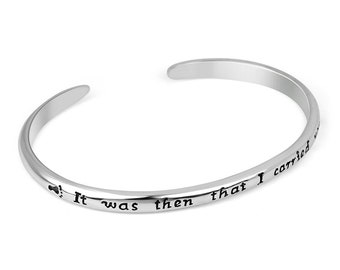 SUVANI 925 Sterling Silver "It was then that I carried You" Footprints in the Sand Poem Bracelet 7 inches