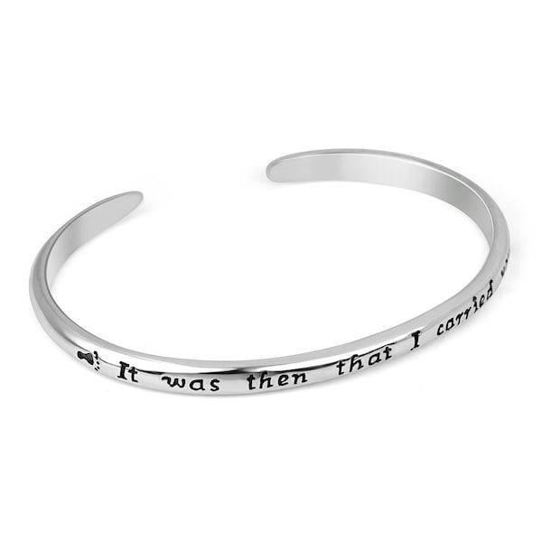 SUVANI 925 Sterling Silver "It was then that I carried You" Footprints in the Sand Poem Bracelet 7 inches