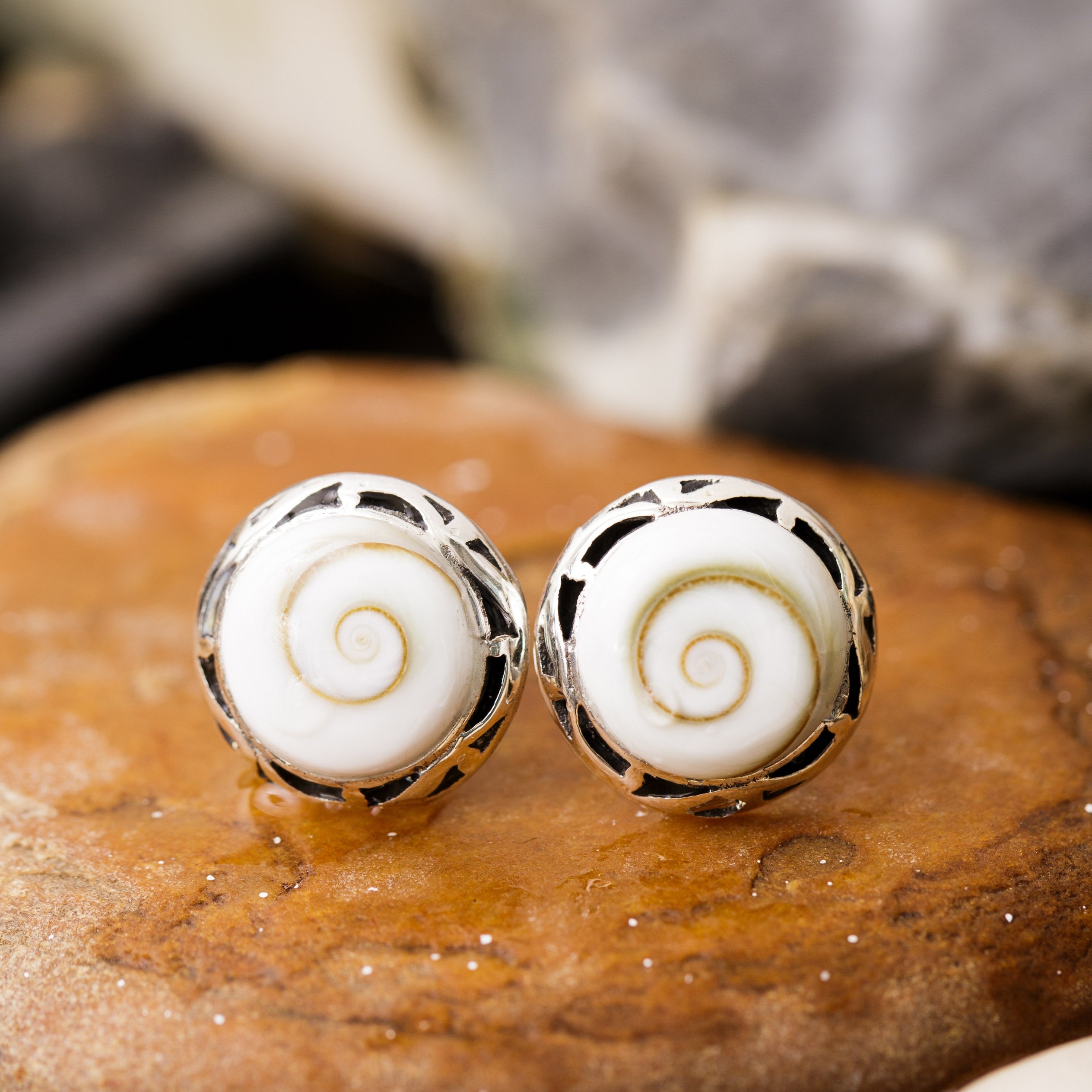 Suvani Jewelry 925 Sterling Silver Filigree Shiva Eye Shell Inlay