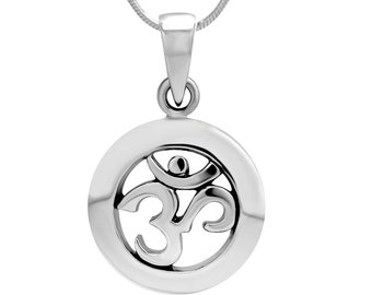 Collana Ohm Con Ciondolo Buddha E Loto - Yoga Aum Om - Argento Vintage Filigrana