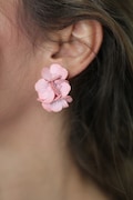 Pink Hydrangea Earrings: Polymer Clay Floral Studs product logo