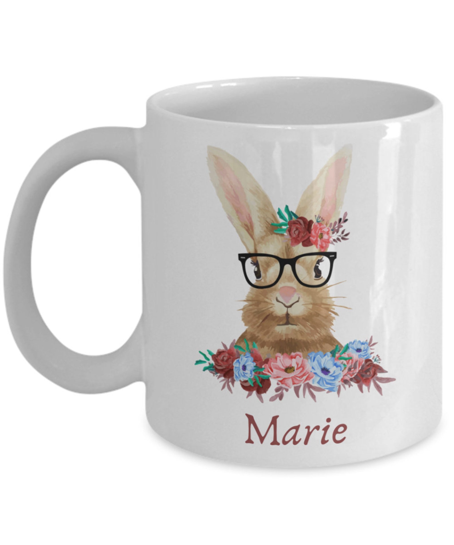 Personalized Bunny Rabbit Coffee Mug Custom Name Mug Animal Etsy