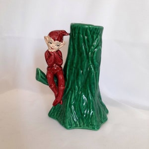 Elf On Tree Stump Gilner Pottery-Planter |Pixie Elve Planter  -