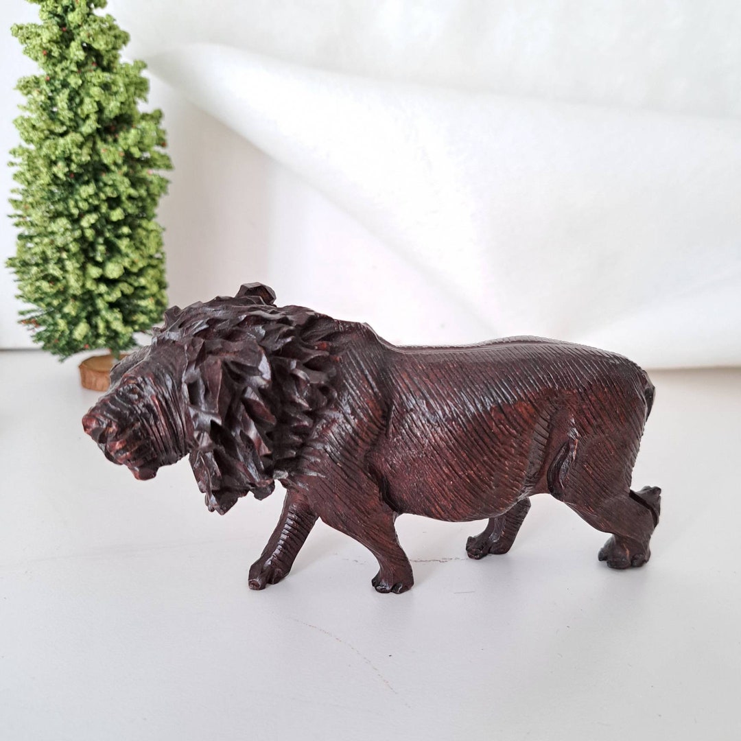 Vintage Carved Lyon Figurine Etsy