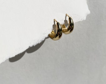Chunky Tiny Gold Hoops, Minimal, Dainty Hoops