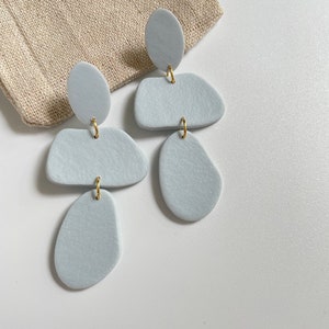 Vintage Blue Pebble Dangle Statement Earrings