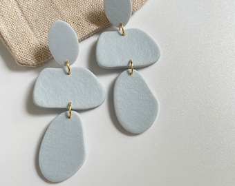 Vintage Blue Pebble Dangle Statement Earrings