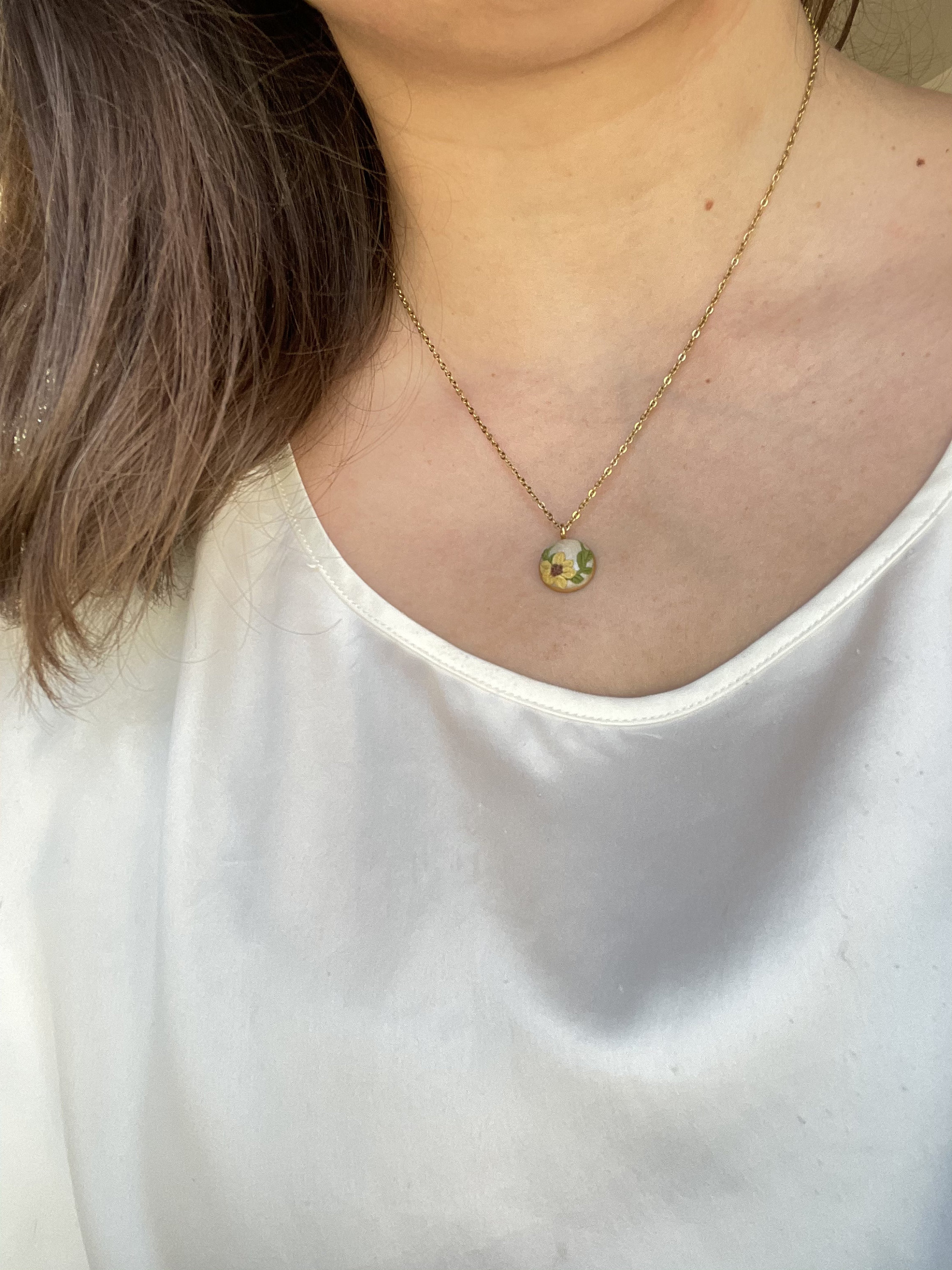 Dainty Floral Daisy, Sunflower Necklace, Gift For Her, Small Necklace