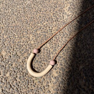 Minimalist Abstract Tube Necklace, Cream, Dusty Rose image 2