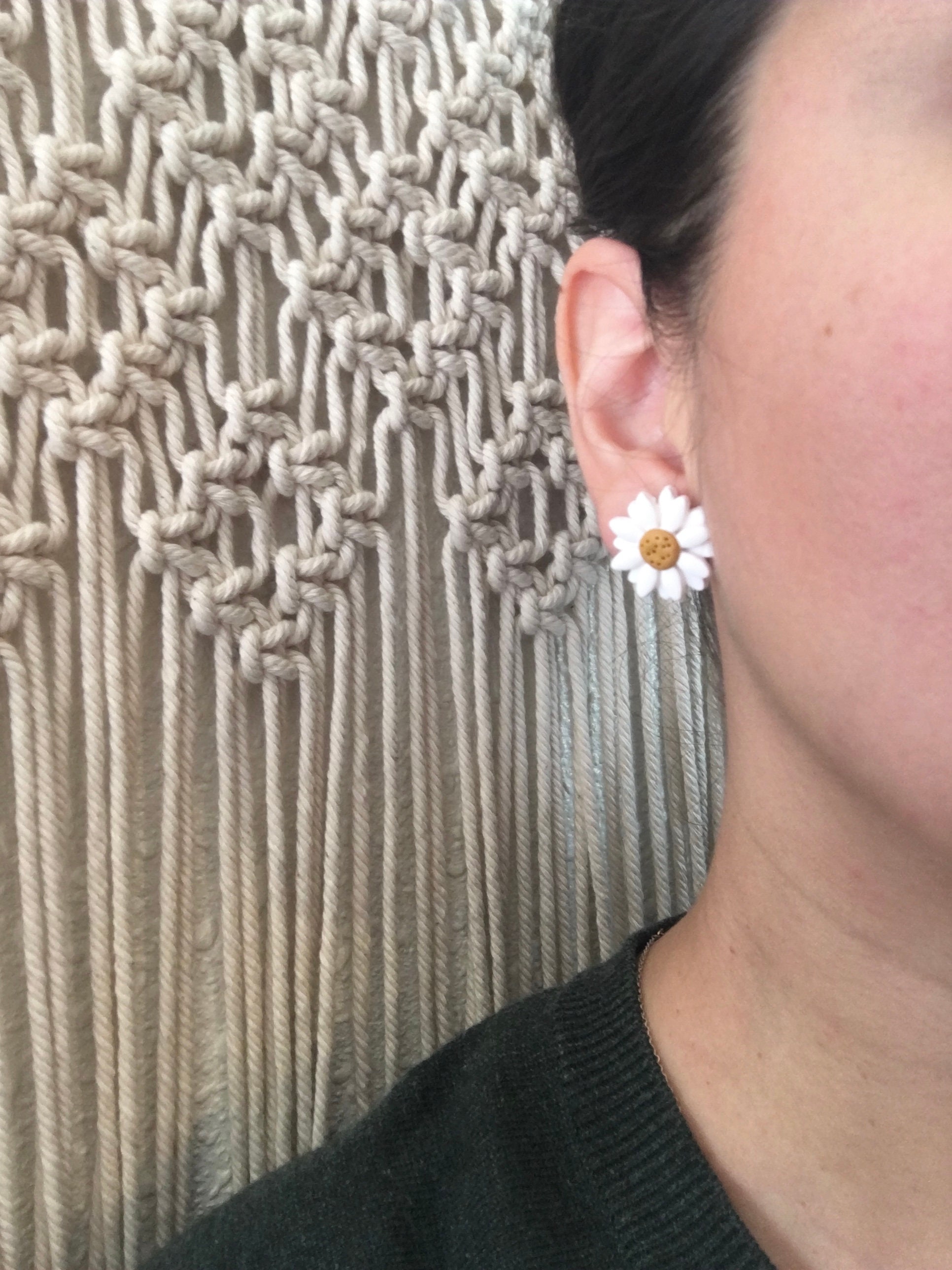 Dainty Daisy Stud Earrings, White Daisies Little Studs, Blossom