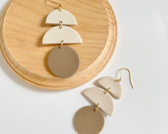 Ellie Style Cowboy Brown and Beige Statement Earrings
