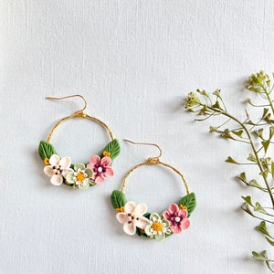 Aurora-Tiny Colorful Floral spring Earrings, Tiny Florals, flower child, Cottage Core, Romantic, Colorful Statement Earrings,artisan made