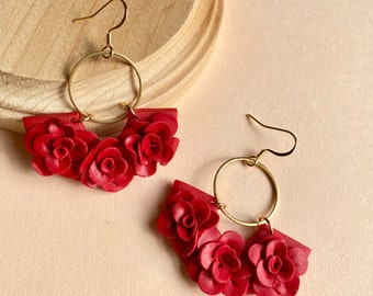 Red Rose Floral Earrings