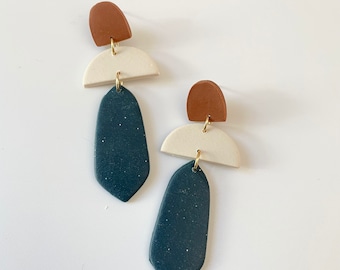 Color Block Dangle Earrings, Geometric Statement Jewelry