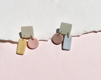 Color Block Colorful Statement Stud Earrings, Mix and Match, pastel colors, minimal