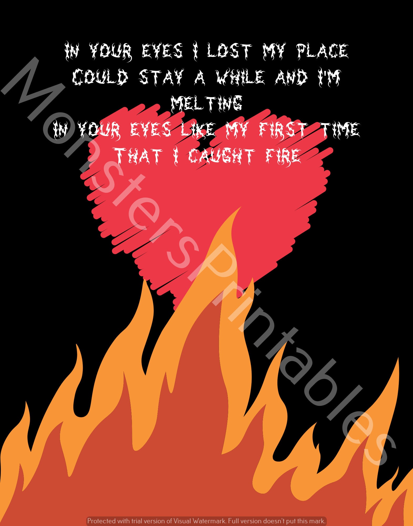 I Caught Fire Emo love song lyrics Poster Etsy