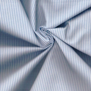 Shirt and blouse fabric with fine stripes, bleu-white