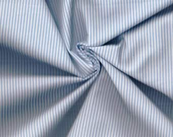 Shirt and blouse fabric with fine stripes, bleu-white