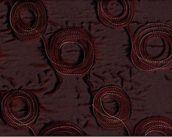 Quilted fabric with embroidery in burgundy or black