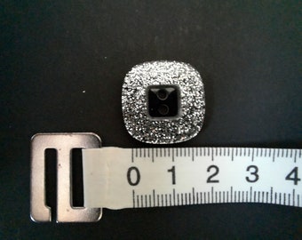 Square button black glitter 20 mm