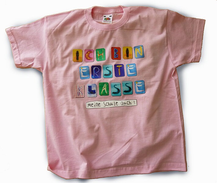 1. Klasse-Shirt, rosa, Gr. 116/121,  für Schulanfang