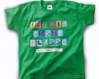 1. Klasse-Shirt, grün, Gr. 128/ 132, schönen Schulanfang!!