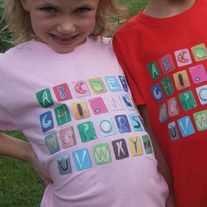 ABC-Shirt rosa, 116 für Schulanfang und davor Bild 1