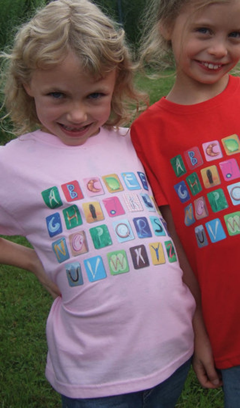 ABC-Shirt rosa, 116 für Schulanfang und davor Bild 1