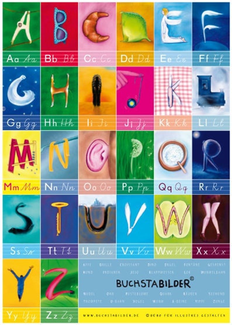Unser Klassiker: wunderschönes ABC Poster mit BuchstaBildern und Vereinfachter Ausgangsschrift image 1