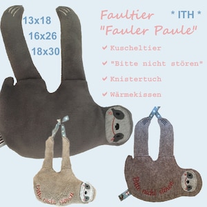 Sloth &quot;Fauler Paule&quot; ITH embroidery file