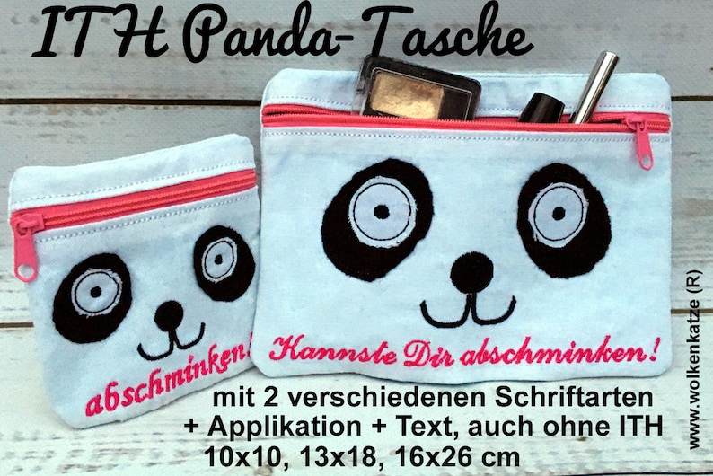 ITH Stickdatei Tasche Panda Bild 1