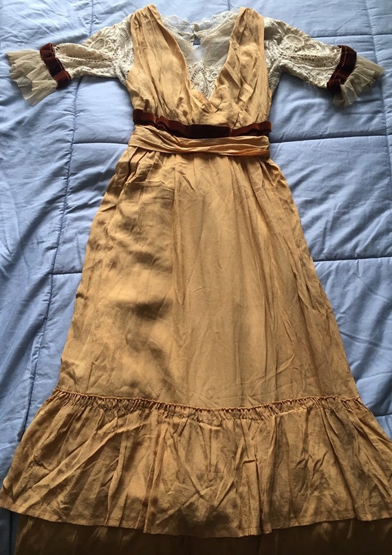 True Vintage Edwardian Silk Chiffon Dress XS 1910… - image 1