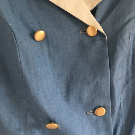 1964 Blue Double Breasted Jacket, Brass Buttons a… - image 3