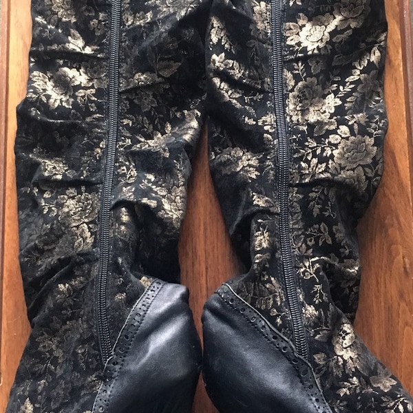 Gorgeous Gold Embossed 1970's Style Slouch Boots from Irregular Choice