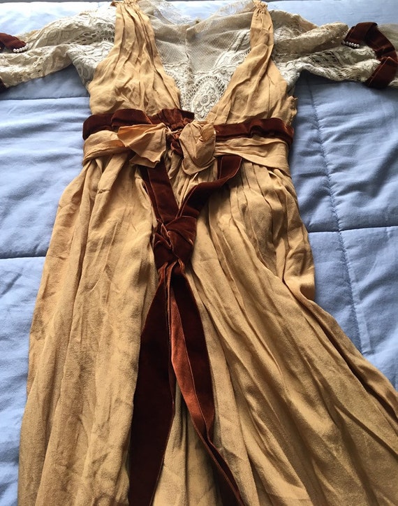 True Vintage Edwardian Silk Chiffon Dress XS 1910… - image 2