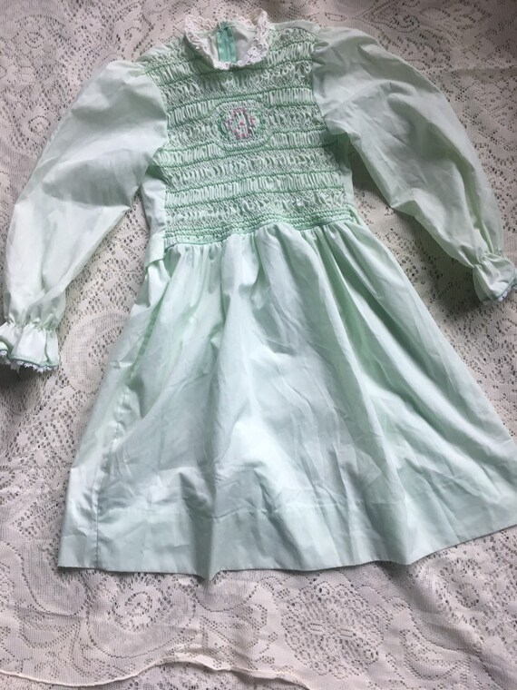 Mint Green Handsmocked Polly Flinders Girls’ Dres… - image 1