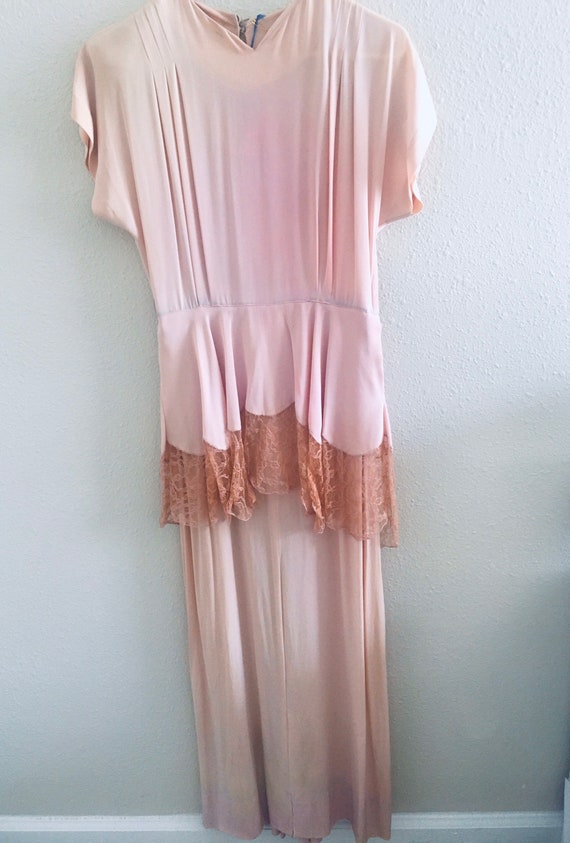 Rose Floor-length Peplum Dress late 30’s to early